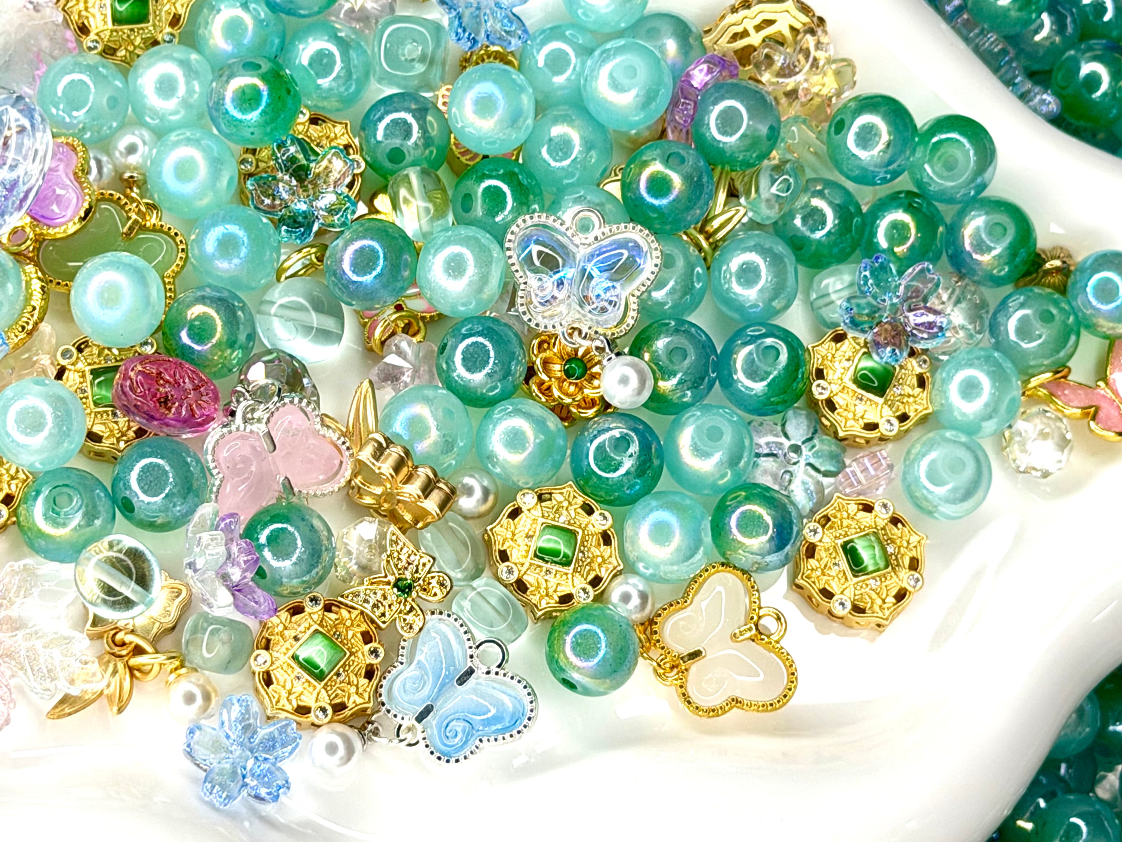 Glass & Crystal Beads and Charms Mixes for DIY Pens Keychains & Phone Chains