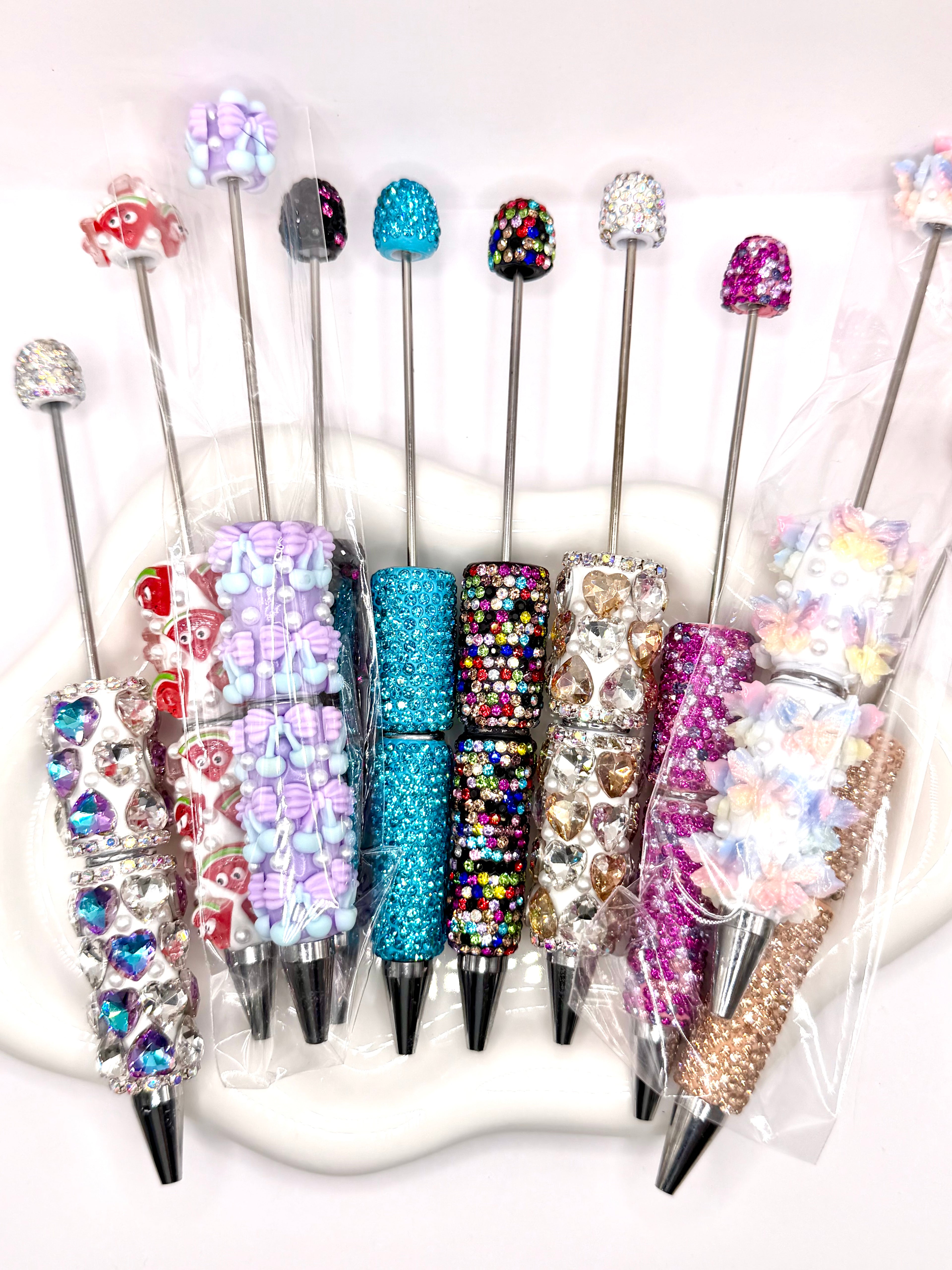 Fancy Beadable Pens for DIY Beads and Beading Projects - Full Rhinestone & Full Charms Designs Beadable Pens Kit DIY Jewelry and Accessories Kit