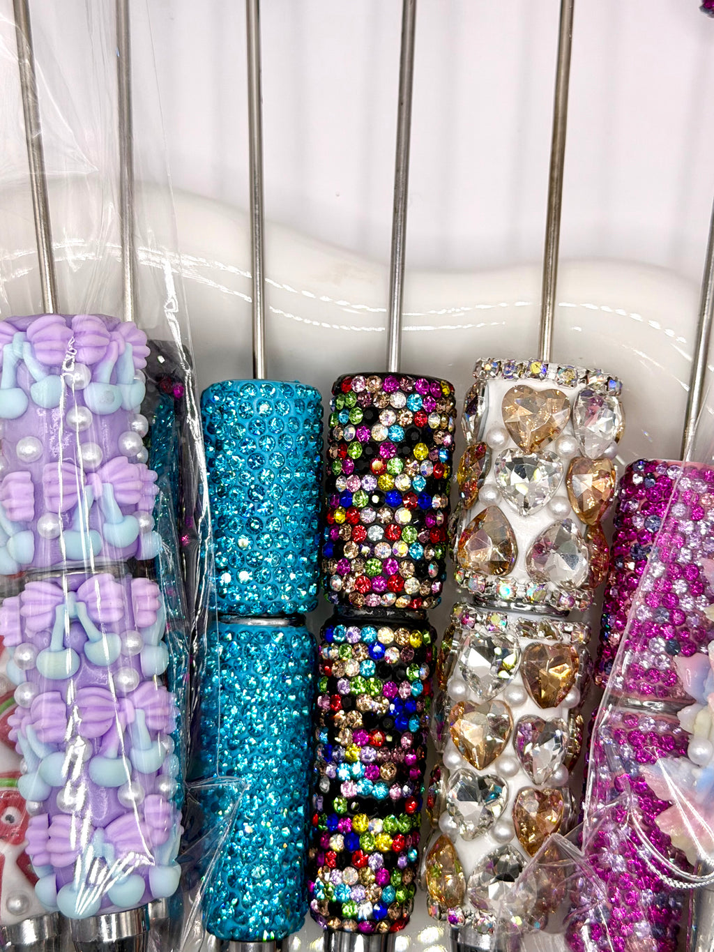 Fancy Beadable Pens for DIY Beads and Beading Projects - Full Rhinestone & Full Charms Designs Beadable Pens Kit DIY Jewelry and Accessories Kit