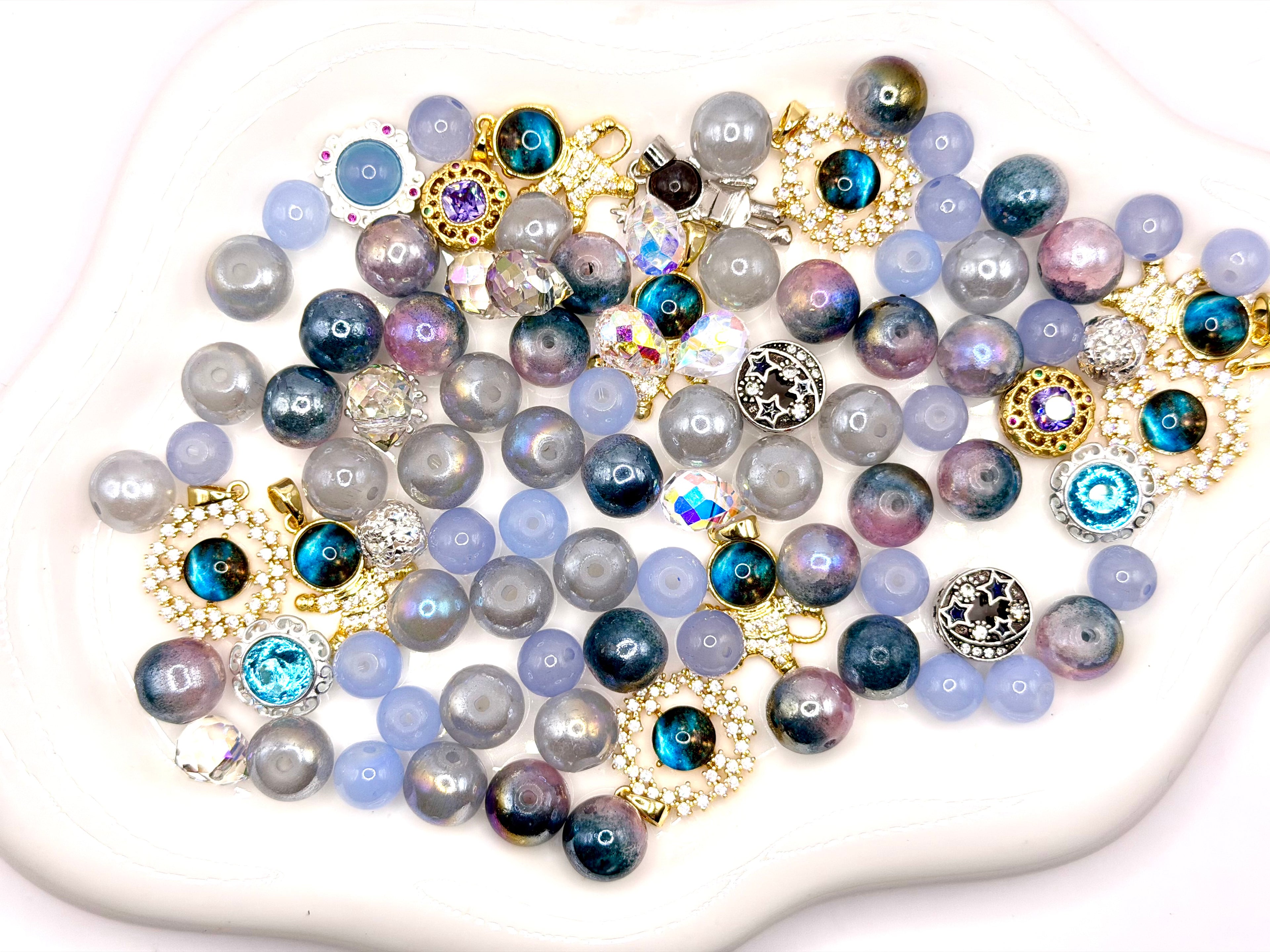 Glass & Crystal Beads and Charms Mixes for DIY Pens Keychains & Phone Chains