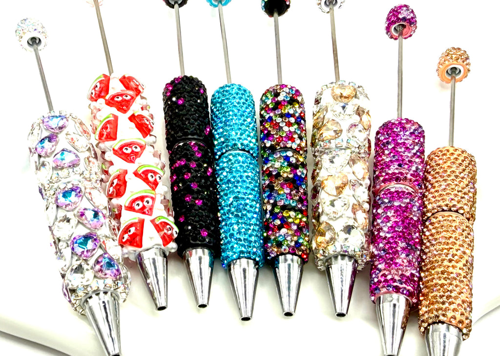 Fancy Beadable Pens for DIY Beads and Beading Projects - Full Rhinestone & Full Charms Designs Beadable Pens Kit DIY Jewelry and Accessories Kit